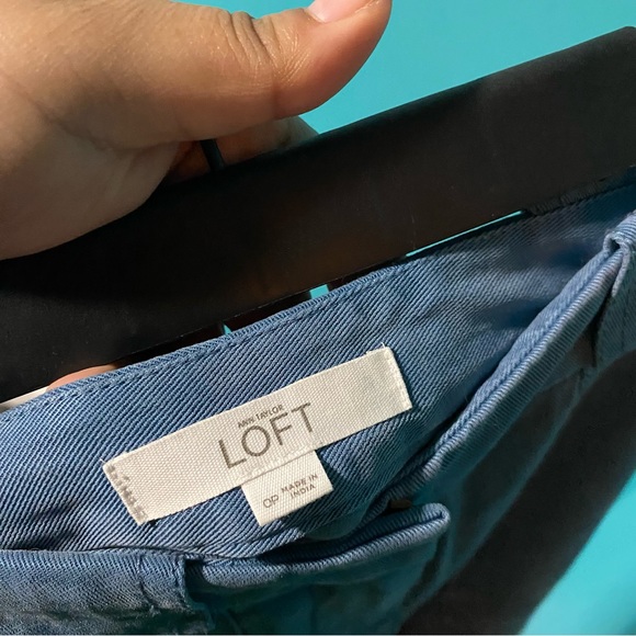 LOFT 0P Blue Cargo Jogger Cropped Trousers Ankle Zip - Picture 5 of 5